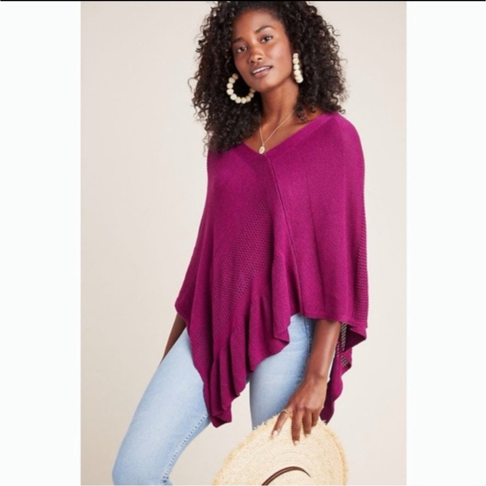 Anthropologie Padma Poncho in Plum NWT SZ M/L